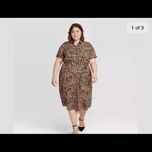 Ava & Viv Animal Print Short Sleeve Shirt dress